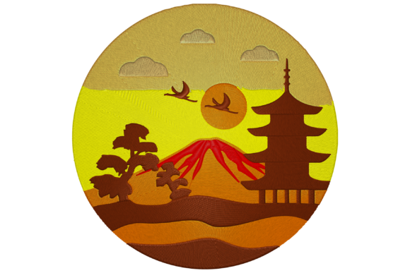 Japan Landscape Embroidery Design