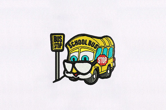 Old School Bus Embroidery Design