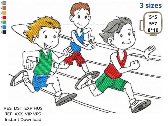 Sport Running Boys Embroidery