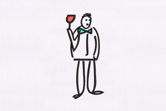 Waiter Drawing Art Embroidery